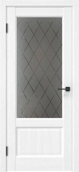 Межкомнатная дверь FK037 (soft touch «ясень белый», стекло: сатинат ромб)