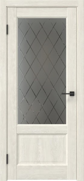 Межкомнатная дверь FK037 (экошпон «дуб шале белый», стекло: сатинат ромб)