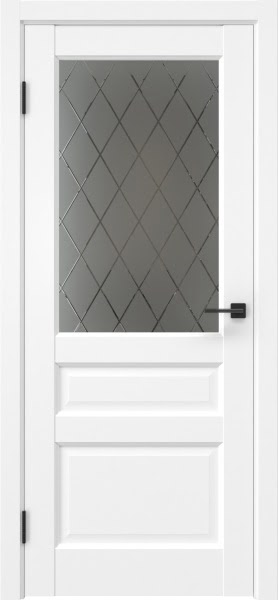 Межкомнатная дверь FK038 (эмалит белый, стекло: сатинат ромб)