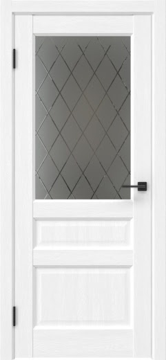 Межкомнатная дверь FK038 (soft touch «ясень белый», стекло: сатинат ромб)