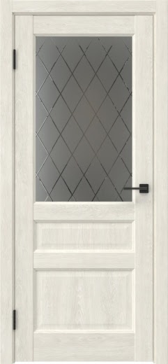 Межкомнатная дверь FK038 (экошпон «дуб шале белый», стекло: сатинат ромб)