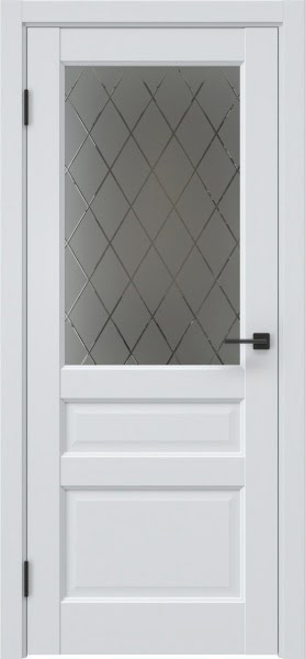 Межкомнатная дверь FK038 (эмалит серый, стекло: сатинат ромб)