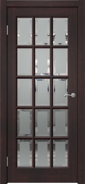 Межкомнатная дверь FM001 (массив сосны «венге», стекло с фацетом)
