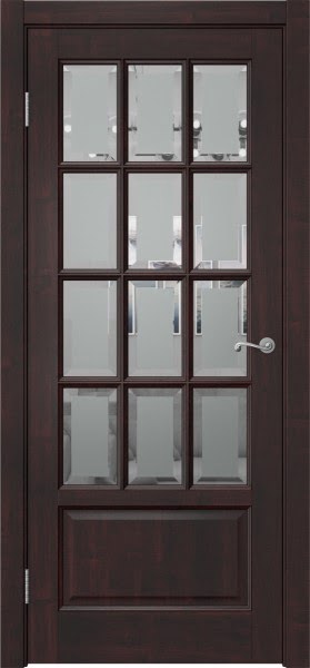 Межкомнатная дверь FM002 (массив сосны «венге», стекло с фацетом)
