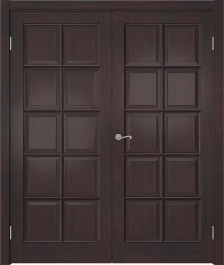 Распашная двустворчатая дверь FM003 (массив сосны, лакированная с морилкой)