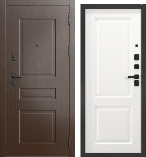 Дверь входная FORT-150/32, дуб шоколад / шагрень белая