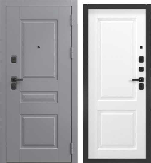 Дверь входная FORT-150/32, графит муар / шагрень белая
