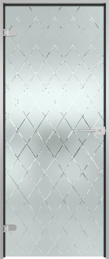 Стеклянная межкомнатная дверь GD004 (стекло белое матовое с гравировкой)