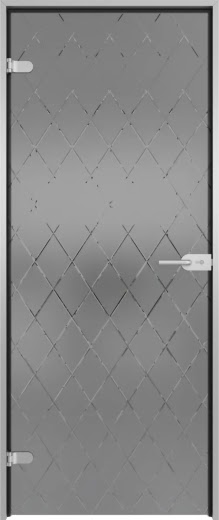 Стеклянная межкомнатная дверь GD004 (стекло серое матовое с гравировкой)