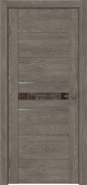 Межкомнатная дверь GM003 (экошпон «серый дуб» / лакобель коричневый)
