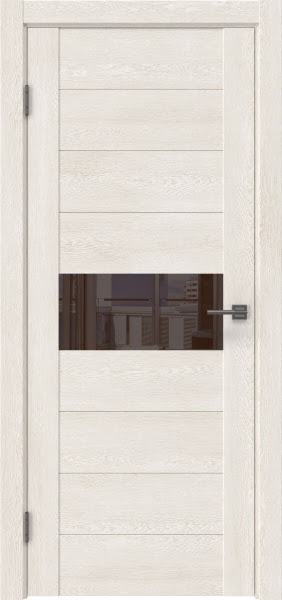 Межкомнатная дверь GM005 (экошпон «белый дуб» / лакобель коричневый)