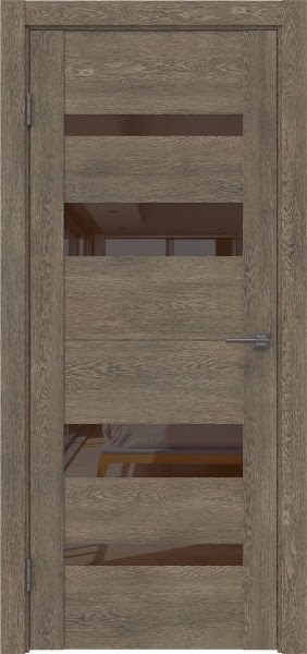Межкомнатная дверь GM006 (экошпон «дуб антик» / лакобель коричневый)