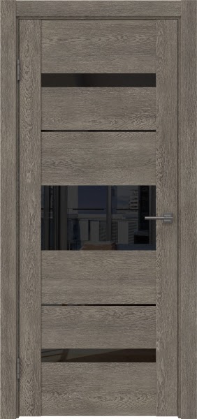 Межкомнатная дверь GM007 (экошпон «серый дуб» / лакобель черный)
