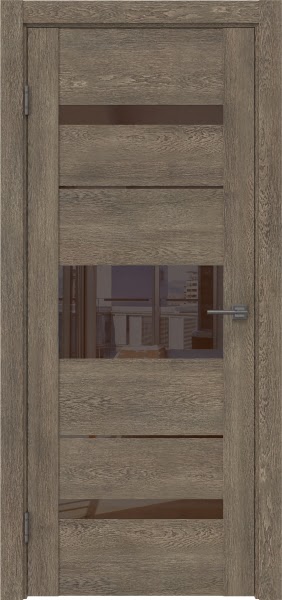 Межкомнатная дверь GM007 (экошпон «дуб антик» / лакобель коричневый)