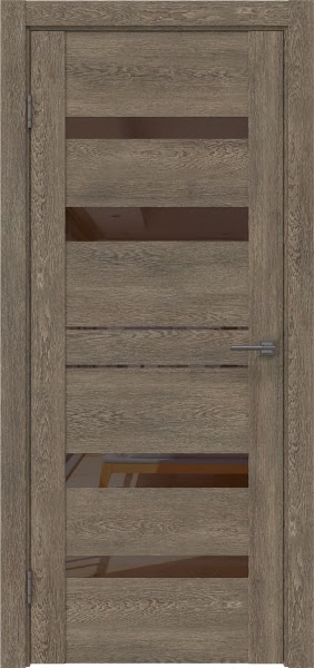 Межкомнатная дверь GM009 (экошпон «дуб антик» / лакобель коричневый)