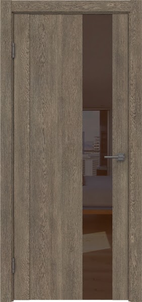 Межкомнатная дверь GM011 (экошпон «дуб антик» / лакобель коричневый)