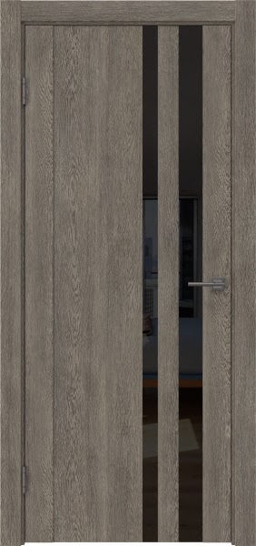 Межкомнатная дверь GM012 (экошпон «серый дуб» / лакобель черный)