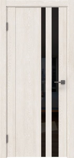 Межкомнатная дверь GM012 (экошпон «белый дуб» / лакобель черный)
