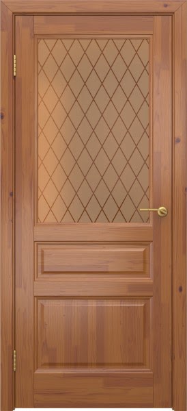 Межкомнатная дверь М5 (массив сосны, лак светлый, сатинат бронзовый)
