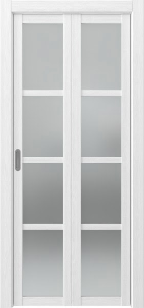 Складная дверь PM001 (экошпон белый, матовое стекло)