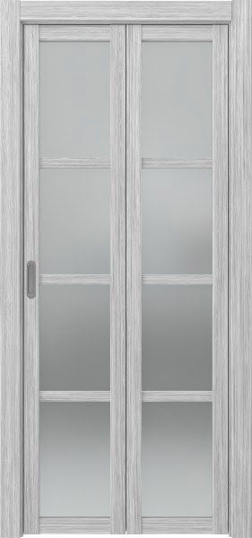 Складная дверь PM001 (экошпон «серый дуб FL», матовое стекло)
