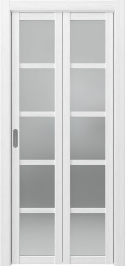 Складная дверь PM002 (экошпон белый, матовое стекло)