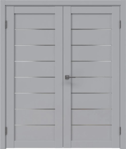 Распашная двустворчатая дверь RM003 (экошпон серый, сатинат)