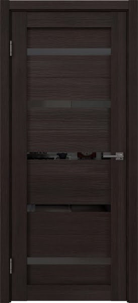 Межкомнатная дверь RM020 (экошпон орех темный рифленый, лакобель черный)