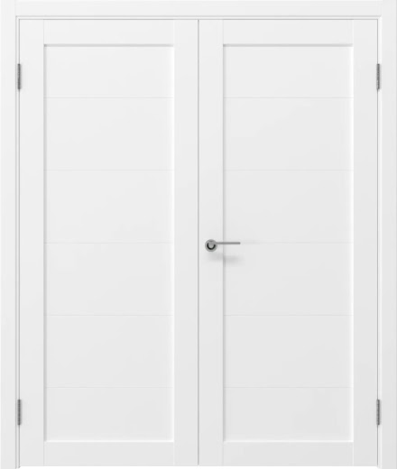 Распашная двустворчатая дверь RM048 (экошпон белый, глухая)