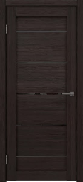 Межкомнатная дверь RM050 (экошпон орех темный рифленый, лакобель черный)