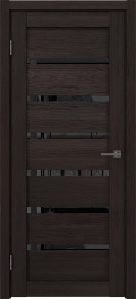 Межкомнатная дверь RM055 (экошпон «орех темный рифленый», лакобель черный)