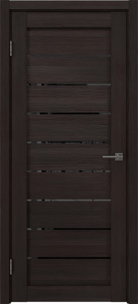 Межкомнатная дверь RM056 (экошпон «орех темный рифленый», лакобель черный)