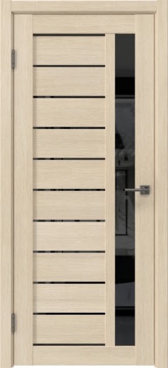 Межкомнатная дверь RM058 (экошпон «лиственница кремовая», лакобель черный)
