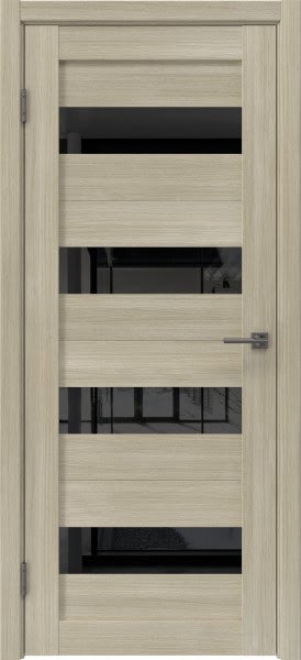 Межкомнатная дверь RM060 (экошпон «дуб дымчатый», лакобель черный)