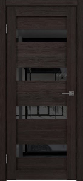Межкомнатная дверь RM060 (экошпон «орех темный рифленый», лакобель черный)