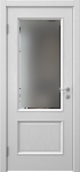 Межкомнатная дверь SK002 (шпон ясень светло-серый, стекло с фацетом)