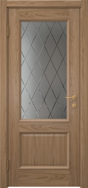 Межкомнатная дверь SK002 (шпон дуб светлый, сатинат ромб)