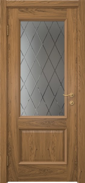 Межкомнатная дверь SK002 (шпон дуб античный с патиной, сатинат ромб)
