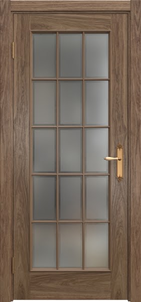 Межкомнатная дверь SK005 (шпон американский орех / стекло рамка)