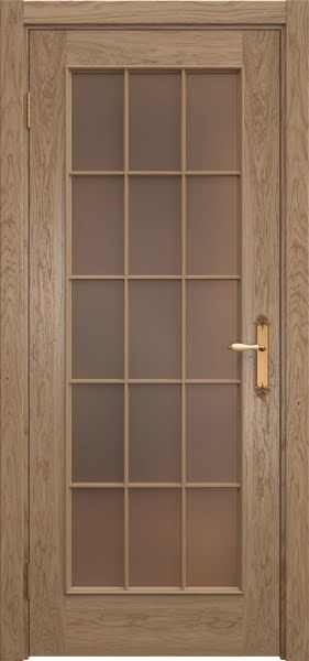 Межкомнатная дверь SK005 (шпон дуб светлый / стекло бронзовое)