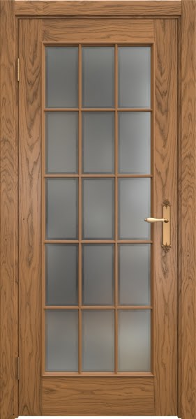 Межкомнатная дверь SK005 (шпон дуб античный с патиной / стекло рамка)