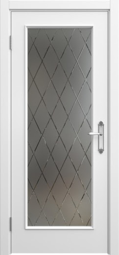 Межкомнатная дверь SK005 (эмаль белая, матовое стекло с гравировкой)