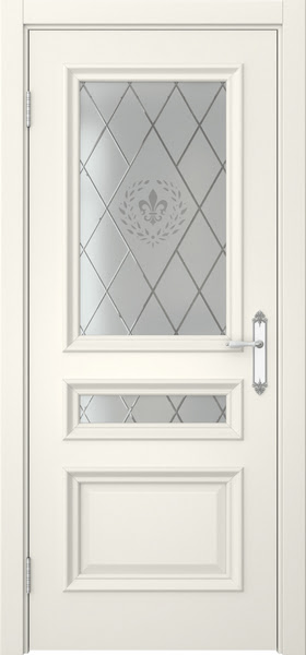 Межкомнатная дверь SK007 (эмаль слоновая кость / стекло с гравировкой)