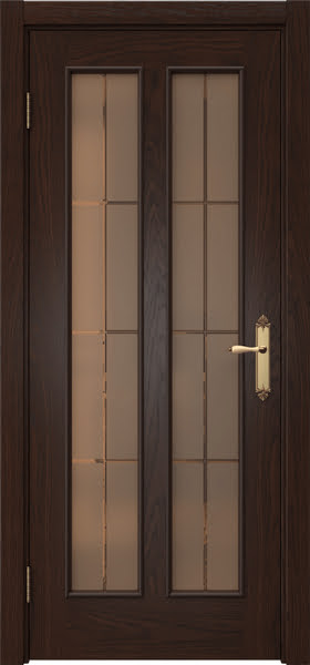 Межкомнатная дверь SK008 (шпон дуб коньяк / стекло бронзовое решетка)
