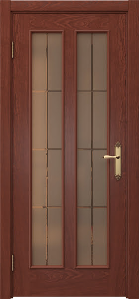 Межкомнатная дверь SK008 (шпон красное дерево, стекло бронзовое решетка)