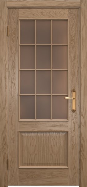 Межкомнатная дверь SK011 (шпон дуб светлый / стекло бронзовое)