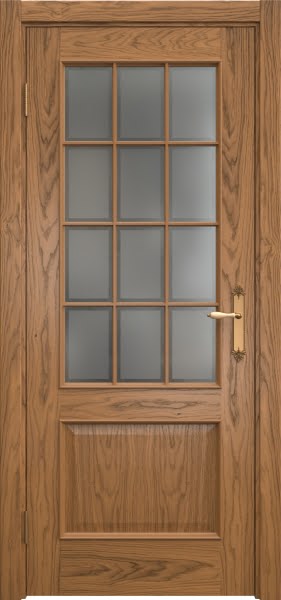 Межкомнатная дверь SK011 (шпон дуб античный с патиной / стекло рамка)