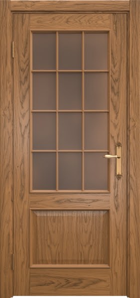 Межкомнатная дверь SK011 (шпон дуб античный с патиной / стекло бронзовое)