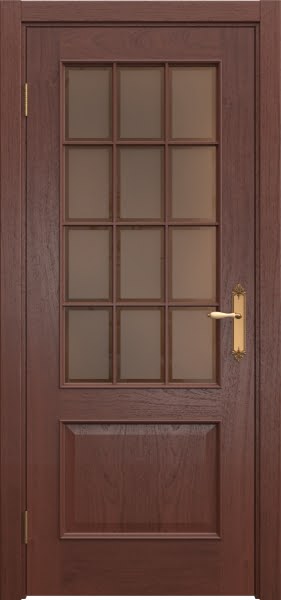 Межкомнатная дверь SK011 (шпон красное дерево / стекло бронзовое рамка)