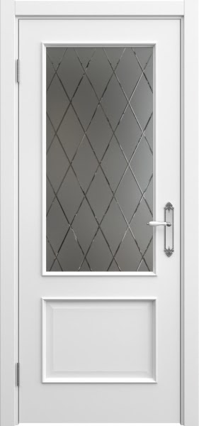Межкомнатная дверь SK011 (эмаль белая, матовое стекло с гравировкой)